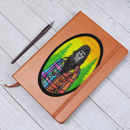 Embroidered Patch, Sasquatch Wearing Neon Plaid -- Graphic Leather Journal