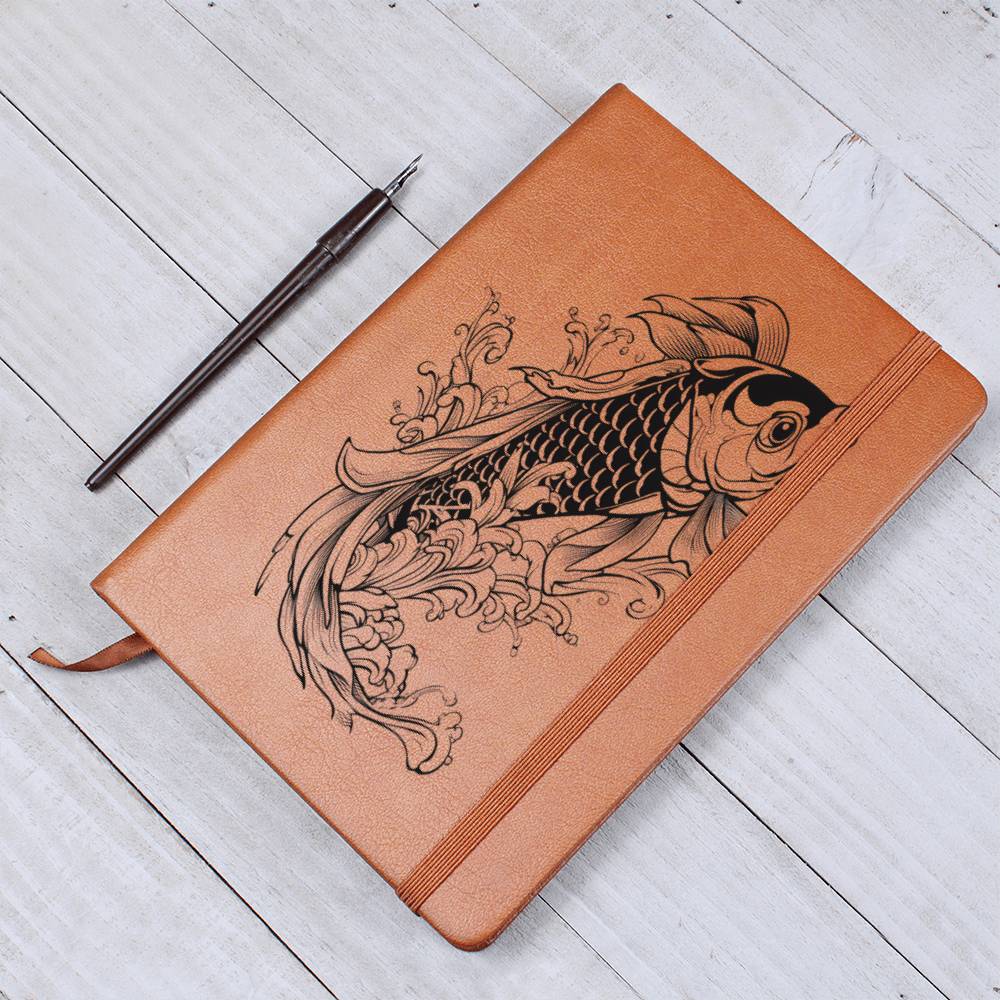 Koi Fish, Leather Journal, Leather Notebook - USA Shipping