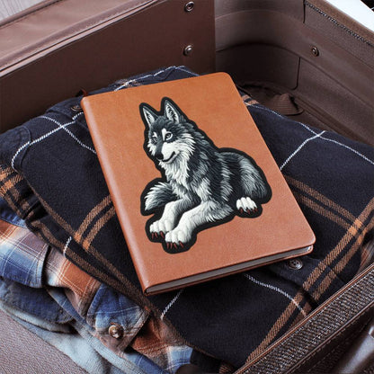 Furry Wolf Animal, Chenille Patch Graphic, Leather Journal, Leather Notebook