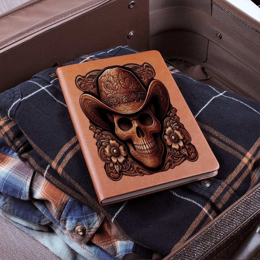 Cowboy Skull, Tooled Leather Graphic, Leather Journal, Leather Notebook