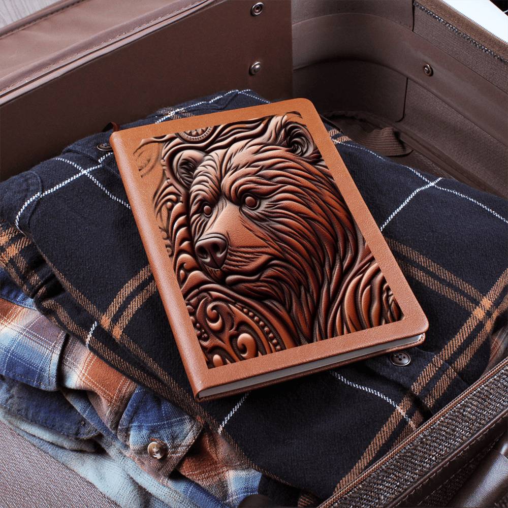 Brown Bear, Wild Nature Animal, Tooled Leather Graphic, Leather Journal, Leather Notebook
