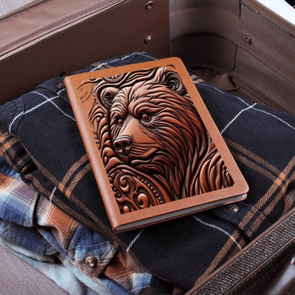 Brown Bear, Wild Nature Animal, Tooled Leather Graphic, Leather Journal, Leather Notebook