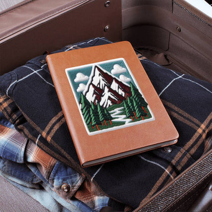 Mountain Outdoor Adventure, Graphic Leather Journal, Leather Notebook