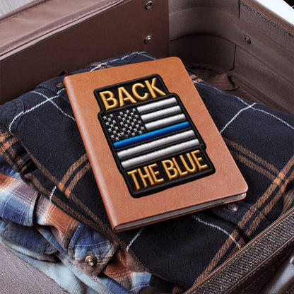 Back The Blue Flag Chenille Patch Graphic, Leather Journal Notebook