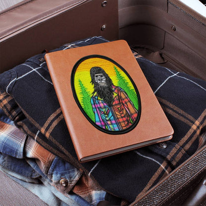 Embroidered Patch, Sasquatch Wearing Neon Plaid -- Graphic Leather Journal