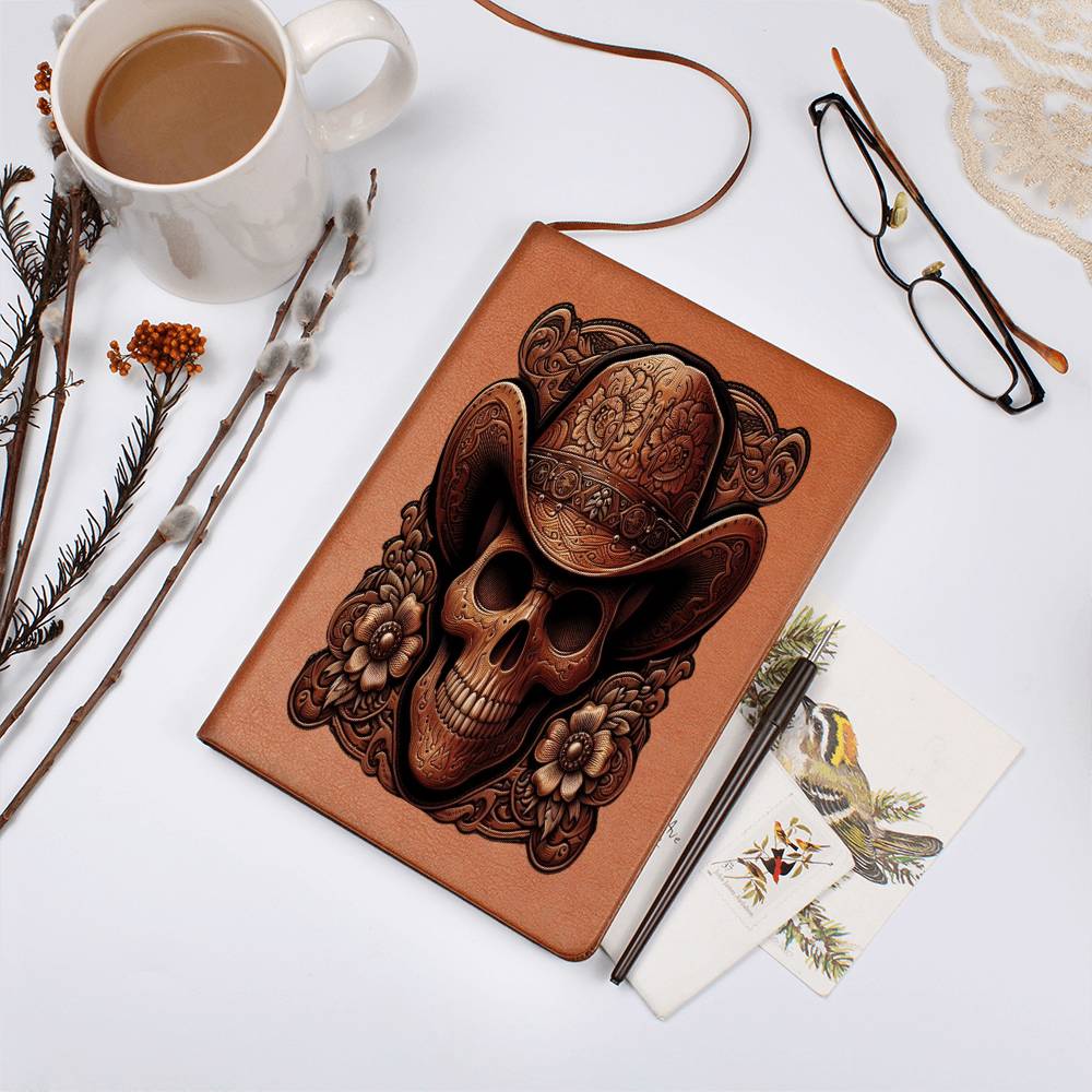 Cowboy Skull, Tooled Leather Graphic, Leather Journal, Leather Notebook