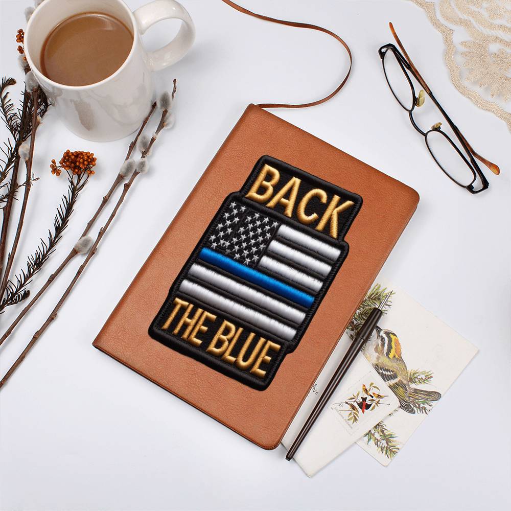 Back The Blue Flag Chenille Patch Graphic, Leather Journal Notebook