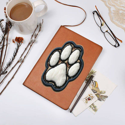 Paw Print, Chenille Patch Graphic, Leather Journal, Leather Notebook