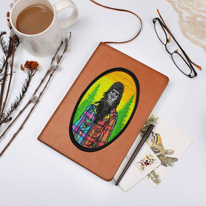 Embroidered Patch, Sasquatch Wearing Neon Plaid -- Graphic Leather Journal