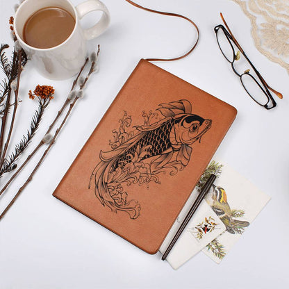 Koi Fish, Leather Journal, Leather Notebook - USA Shipping