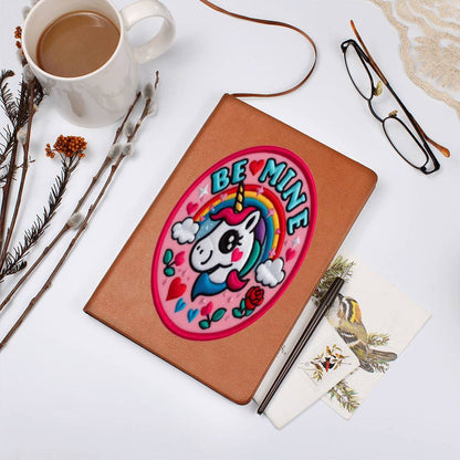 Be Mine, Magic Pony Fantasy, Valentine Chenille Patch Graphic, Leather Journal, Leather Notebook