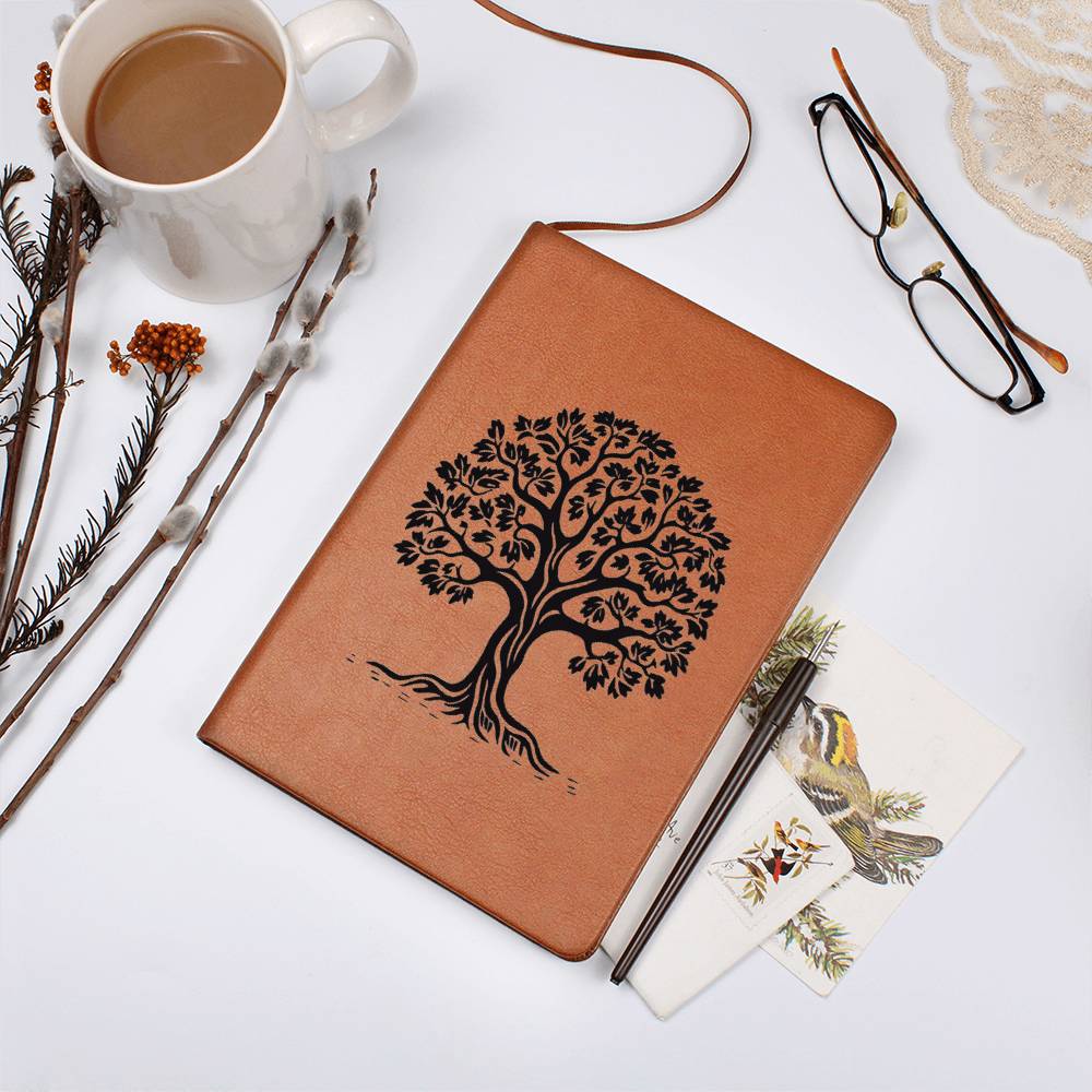 Tree Stamp Graphic, Leather Journal, Leather Notebook