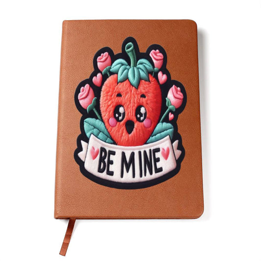 Japanese Strawberry Kawaii, Be Mine, Chenille Patch Graphic, Leather Journal, Leather Notebook