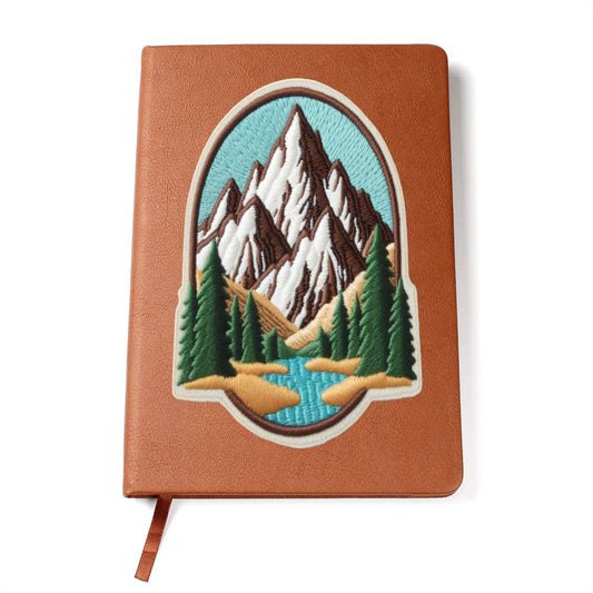 Mountain, Chenille Patch Graphic, Leather Journal, Leather Notebook