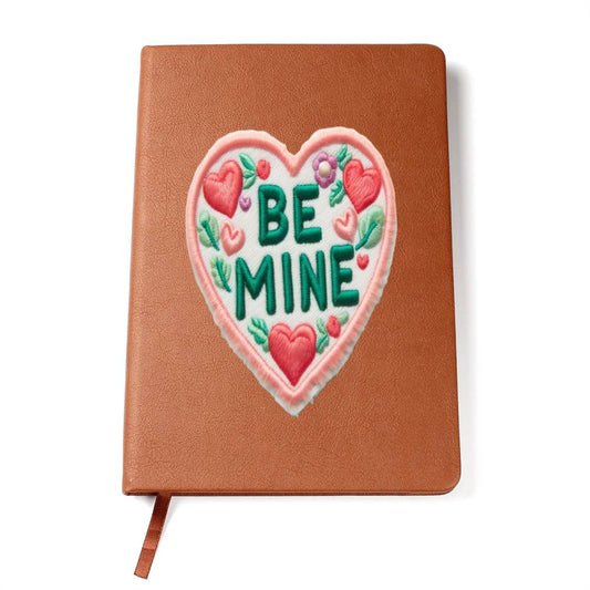 Be Mine, Valentine Chenille Patch Graphic, Leather Journal, Leather Notebook
