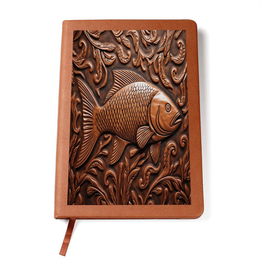 Fish Leather Tooled Emboss Graphic, Leather Journal, Leather Notebook