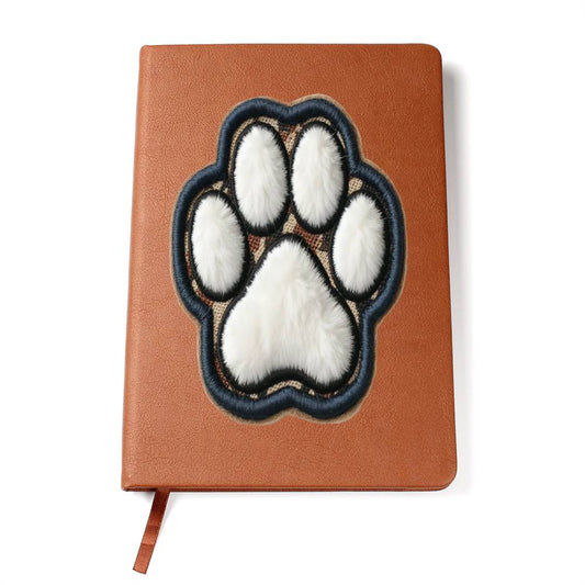 Paw Print, Chenille Patch Graphic, Leather Journal, Leather Notebook