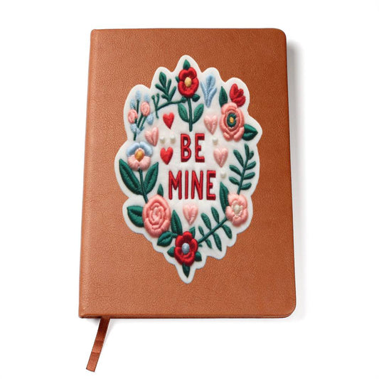Be Mine, Chenille Patch Graphic, Leather Journal, Leather Notebook