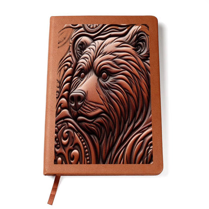 Brown Bear, Wild Nature Animal, Tooled Leather Graphic, Leather Journal, Leather Notebook