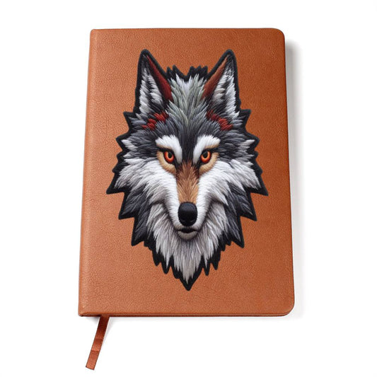 Wild Wolf Animal, Graphic Chenille Patch, Leather Journal, Leather Notebook