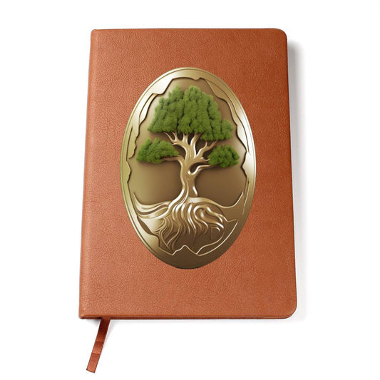 Tree Of Life Gold Embossed Medal Graphic, Leather Journal, Leather Notebook