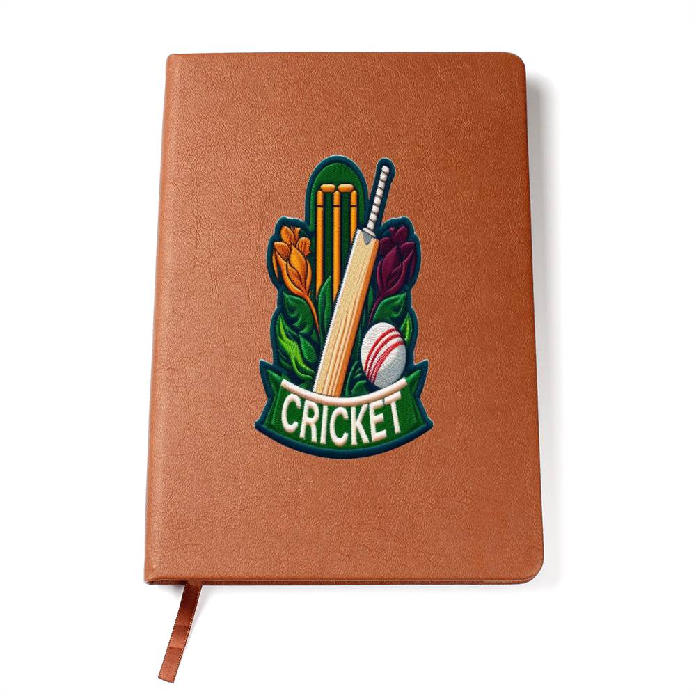 Cricket Sport, gráfico de parche de chenilla, cuaderno de cuero