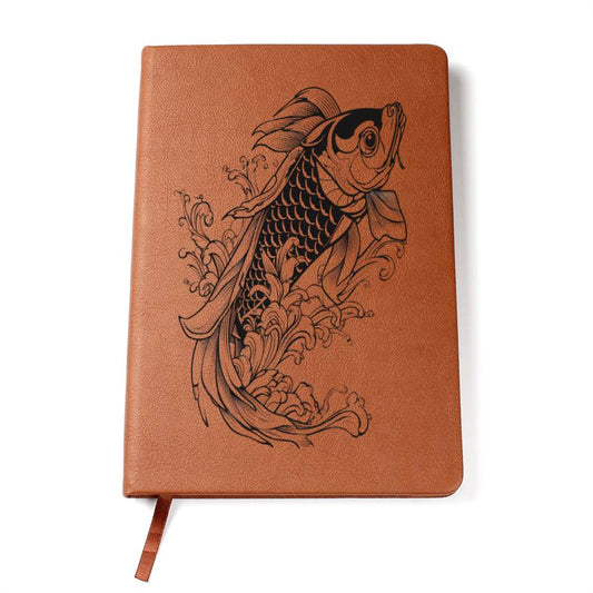 Koi Fish, Leather Journal, Leather Notebook - USA Shipping