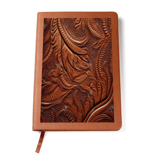 Leather Flower Cognac Classic Brown Timeless American - Leather Journal, Leather Notebook