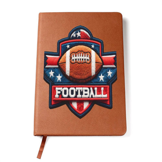 American Football USA Flag, Chenille Patch Graphic, Leather Journal Notebook