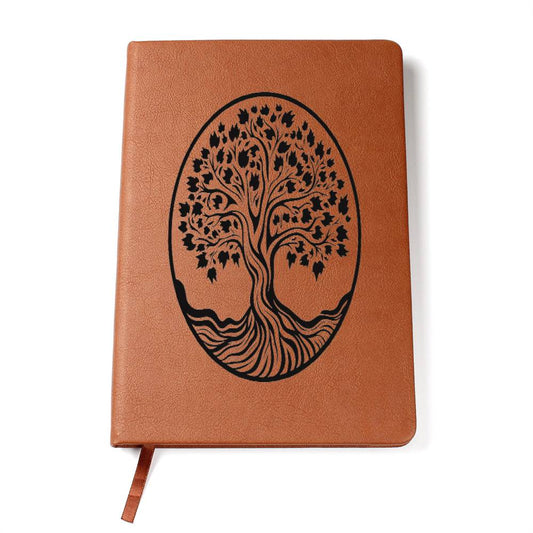 Tree Embroider Graphic, Leather Journal, Leather Notebook