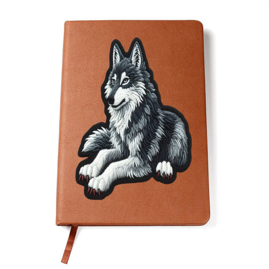 Furry Wolf Animal, Chenille Patch Graphic, Leather Journal, Leather Notebook