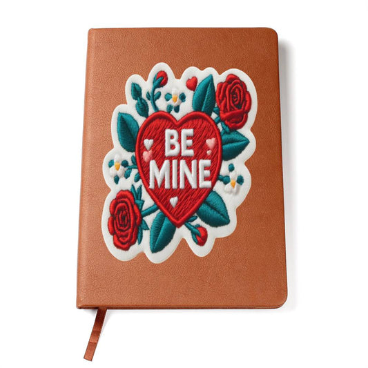 Be Mine, Valentine Rose, Chenille Patch Graphic, Leather Journal, Leather Notebook