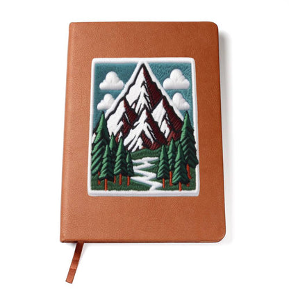 Mountain Outdoor Adventure, Graphic Leather Journal, Leather Notebook