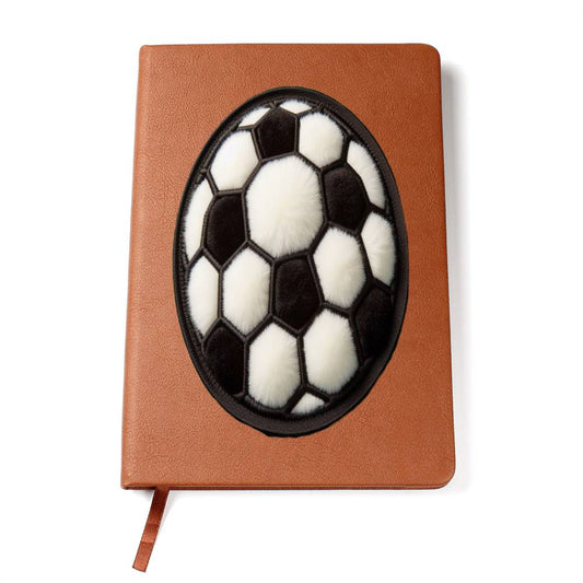 Soccer Ball Sport, Chenille Patch Graphic, Vegan Leather Journal Notebook
