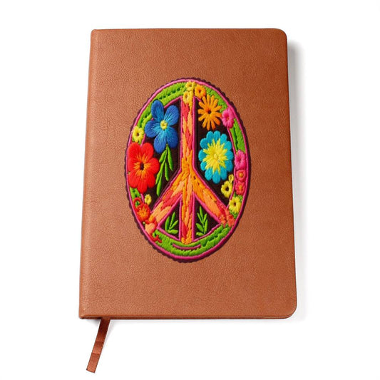 Peace Symbol Emboridery Patch Design, Graphic Leather Journal