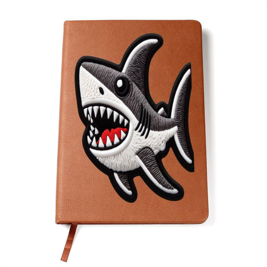 Shark Chenille Patch Graphic, Vegan Leather Journal Notebook