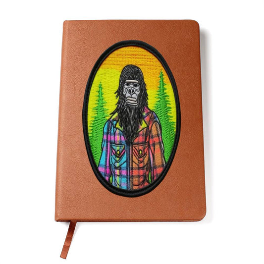 Embroidered Patch, Sasquatch Wearing Neon Plaid -- Graphic Leather Journal