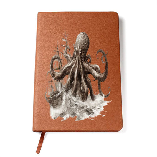 Kraken Octopus Folklore, Leather Journal, Leather Notebook
