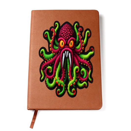 Alien Octopus Kraken, Chenille Patch Graphic, Leather Journal, Leather Notebook