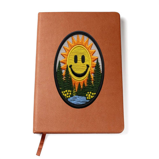 Happy Sun Sunshine, Chenille Patch Design, Graphic Leather Journal