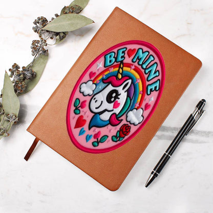 Be Mine, Magic Pony Fantasy, Valentine Chenille Patch Graphic, Leather Journal, Leather Notebook