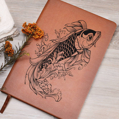 Koi Fish, Leather Journal, Leather Notebook - USA Shipping