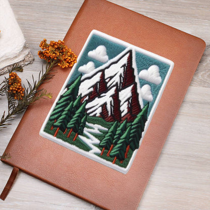 Mountain Outdoor Adventure, Graphic Leather Journal, Leather Notebook