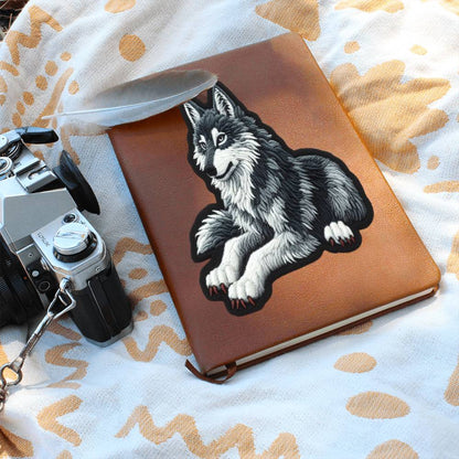 Furry Wolf Animal, Chenille Patch Graphic, Leather Journal, Leather Notebook