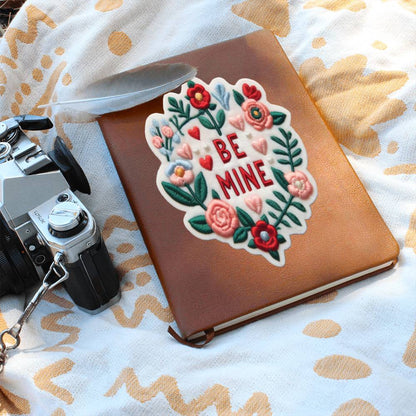 Be Mine, Chenille Patch Graphic, Leather Journal, Leather Notebook