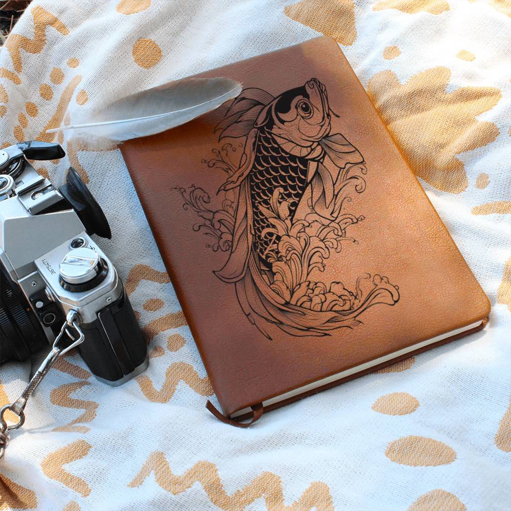 Koi Fish, Leather Journal, Leather Notebook - USA Shipping