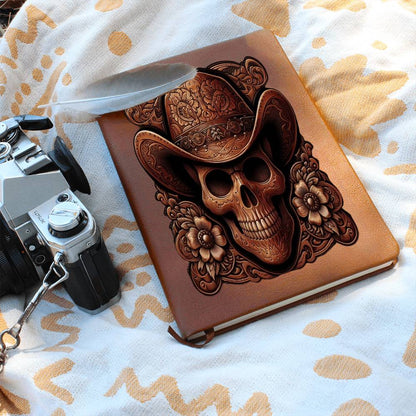 Cowboy Skull, Tooled Leather Graphic, Leather Journal, Leather Notebook