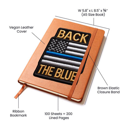 Back The Blue Flag Chenille Patch Graphic, Leather Journal Notebook