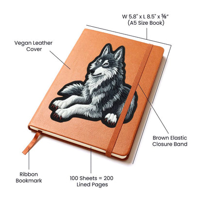 Furry Wolf Animal, Chenille Patch Graphic, Leather Journal, Leather Notebook