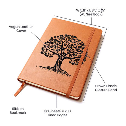 Tree Stamp Graphic, Leather Journal, Leather Notebook